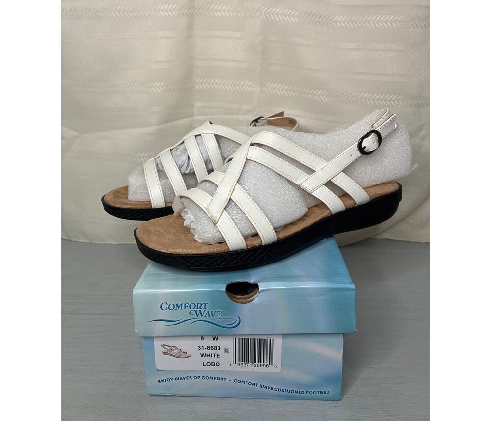 Easy Street Lobo Slingback Comfort Sandals White Womens Size 9 Wide